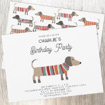 Invitation Dachshund Wiener Saucisse Chien fête d'anniversair<br><div class="desc">Doté d'un design amusant Dachshund Wiener ou Sausage Dog qui est parfait pour une fête d'anniversaire d'amoureux des animaux. Vous pouvez facilement customiser l'invitation à votre goût en modifiant n'importe quel texte. Reverse comporte un motif correspondant. Art original de Nic Squirrell.</div>