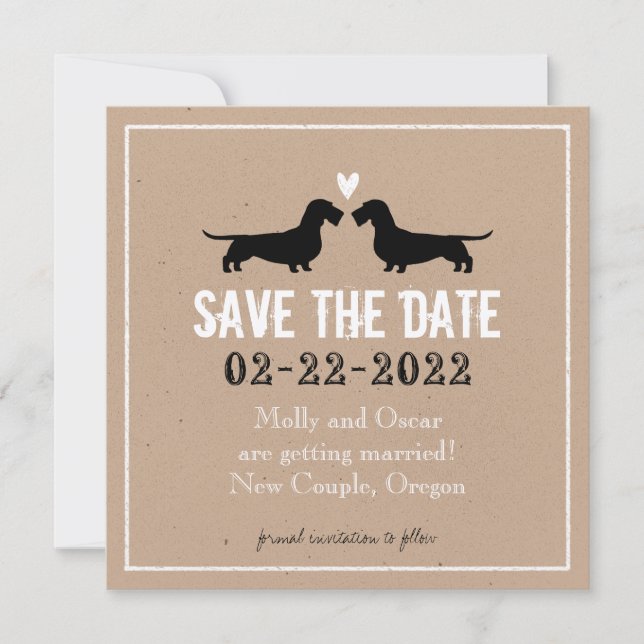 Invitation Dachshunds à poil dur Mariage Économisez la date (Devant)
