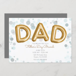 Invitation DAD Gold Balloons Fête des pères Brunch Modern Gre