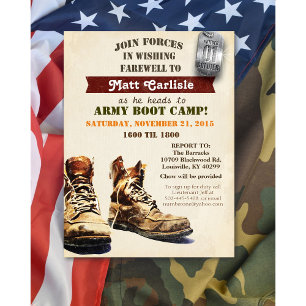 Invitation d'adieu militaire départ Boot Camp
