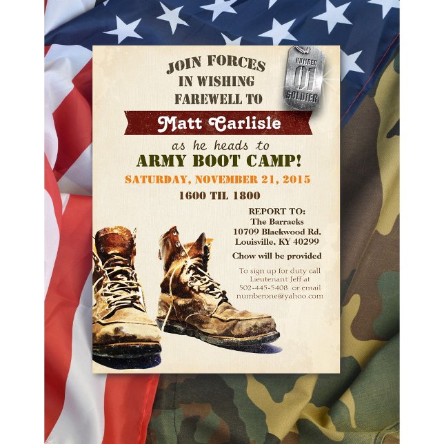 Invitation d'adieu militaire départ Boot Camp (Créateur téléchargé)
