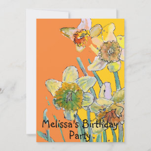 Invitation Daffodil Fleurs Anniversaire Enfants Filles Invita