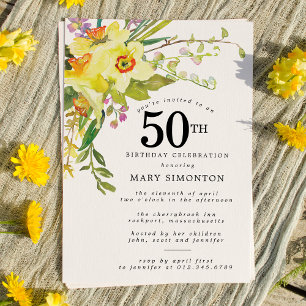 Invitation Daffodile jaune Boho rustique 50e anniversaire