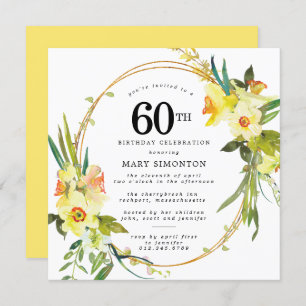 Invitation Daffodile jaune Boho rustique 60e anniversaire