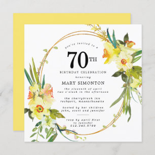 Invitation Daffodile jaune Boho rustique 70e anniversaire