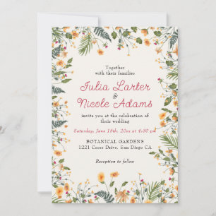 Invitation Daffodiles botaniques Daisy Peony Flowers Mariage