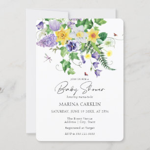 Invitation Daffodiles de printemps, Fleurs sauvages et Baby s