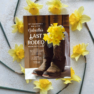 Invitation Daffodiles et bottes Dernier Rodéo Bachelorette Pa