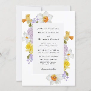 Invitation Daffodiles et Hyacinthes Mariage floral de printem