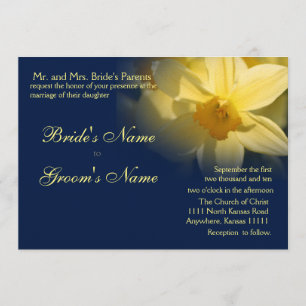 Invitation Daffodiles Floral Mariage Navy