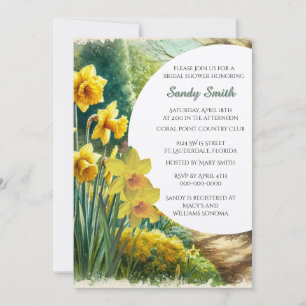 Invitation Daffodils aquarelle pour douche de mariée