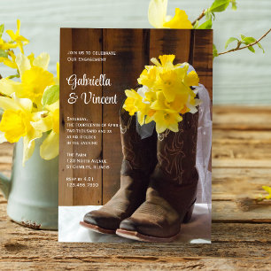 Invitation Daffodiques et bottes de cowboy Fiançailles Barn P