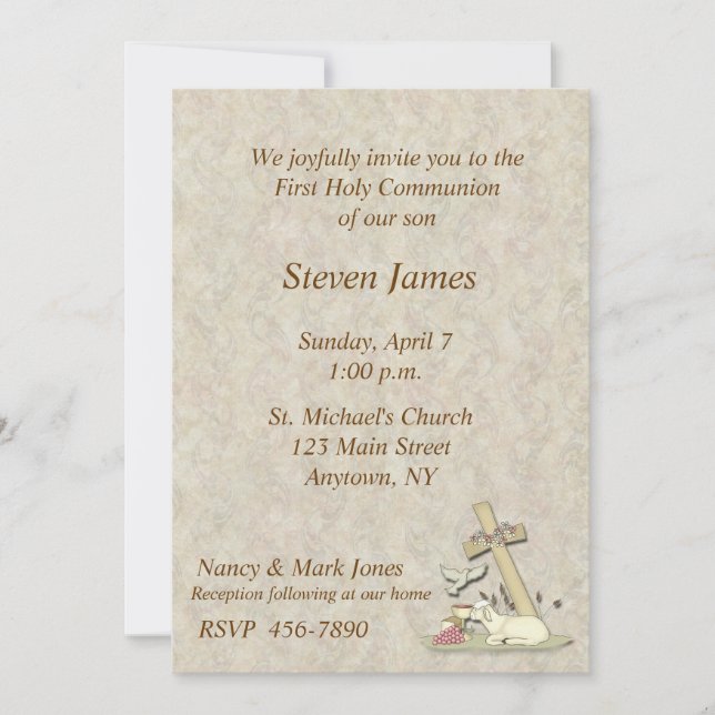 Invitation d'agneau de première communion (Devant)
