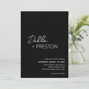 Invitation Dahlia Black Contemporary Modern Mariage
