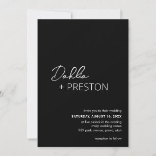 Invitation Dahlia Black Contemporary Modern Mariage