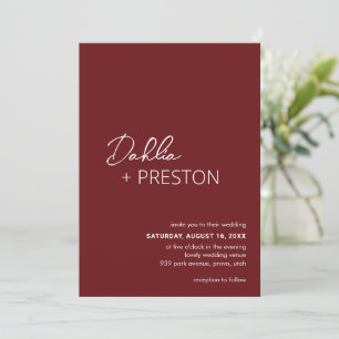 Invitation Dahlia Burgundy Contemporain Mariage moderne