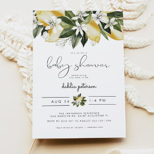 Invitation DAHLIA Cute Watercolor Citron Citrus Baby shower