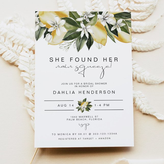 Invitation DAHLIA Été Citron Fête des mariées principale Sque (Créateur téléchargé)