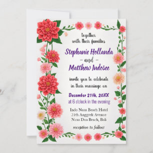 Invitation Dahlia Fleurs dans la Tapisserie de l'Amour et de 