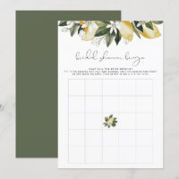 DAHLIA Lemon Fête des mariées Bingo Game Invitatio