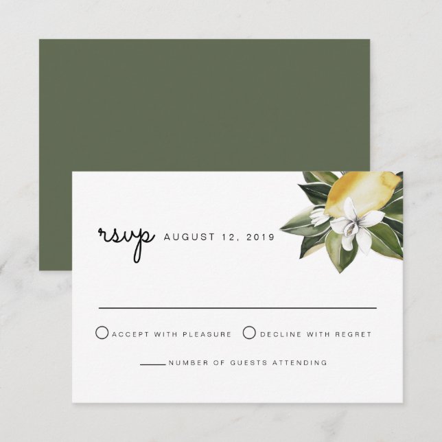 Invitation Dahlia - Lemon Tropical Citrus Botanical Fruit (Devant / Derrière)