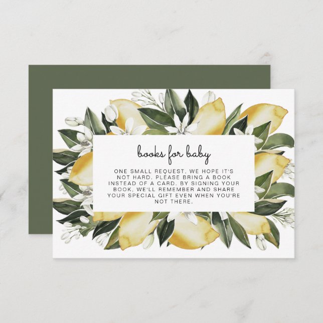 Invitation Dahlia - Livres de Baby shower Citrus pour bébés (Devant / Derrière)