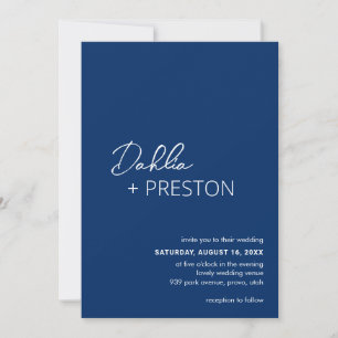 Invitation Dahlia Marine Bleu Contemporain Mariage moderne