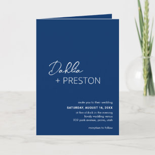 Invitation Dahlia Marine Bleu Contemporain Mariage moderne