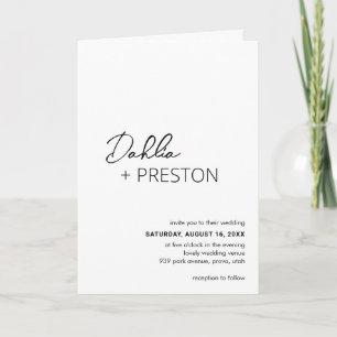 Invitation Dahlia Noir et blanc Contemporain Mariage moderne