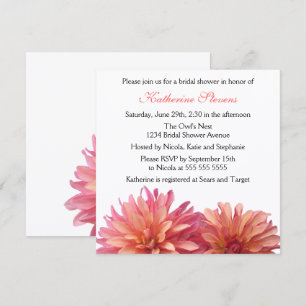 Invitation Dahlia Peint en Rose et Corail pour Baby Shower