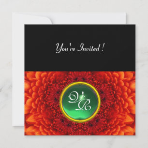 Invitation DAHLIA ROUGE, JADE, vert brillant noir jaune