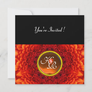 Invitation DAHLIA ROUGE, monogramme AGATE, noir jaune vif