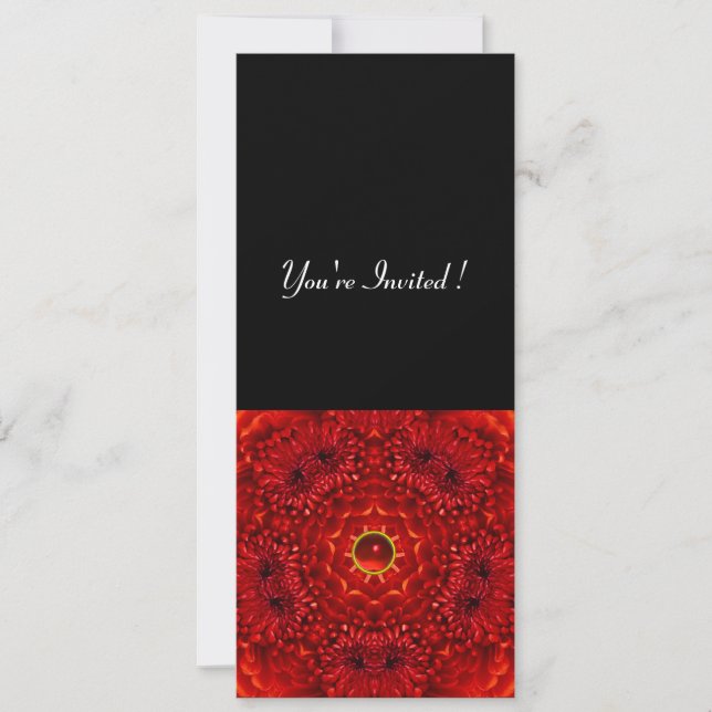 Invitation DAHLIA ROUGE, RUBIS,   noir brillant (Devant)