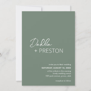 Invitation Dahlia Sage Green Contemporain Mariage moderne