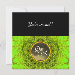 Invitation DAHLIA VERT, AGATA, vert brillant noir jaune