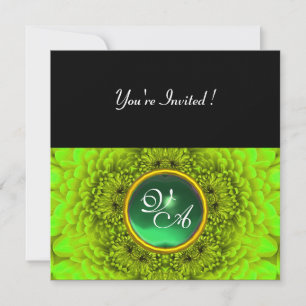Invitation DAHLIA  VERT, JADE, vert noir jaune vif