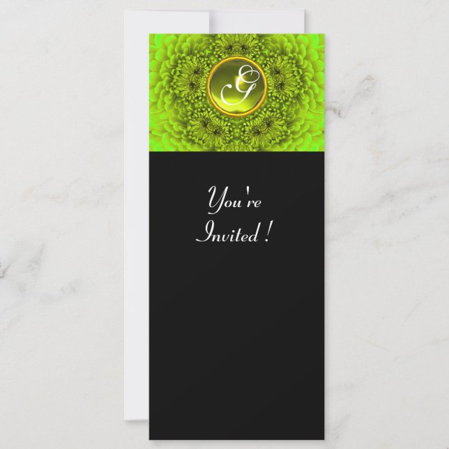 Invitation DAHLIA VERT, TOPAZE, vert brillant noir jaune (Devant)