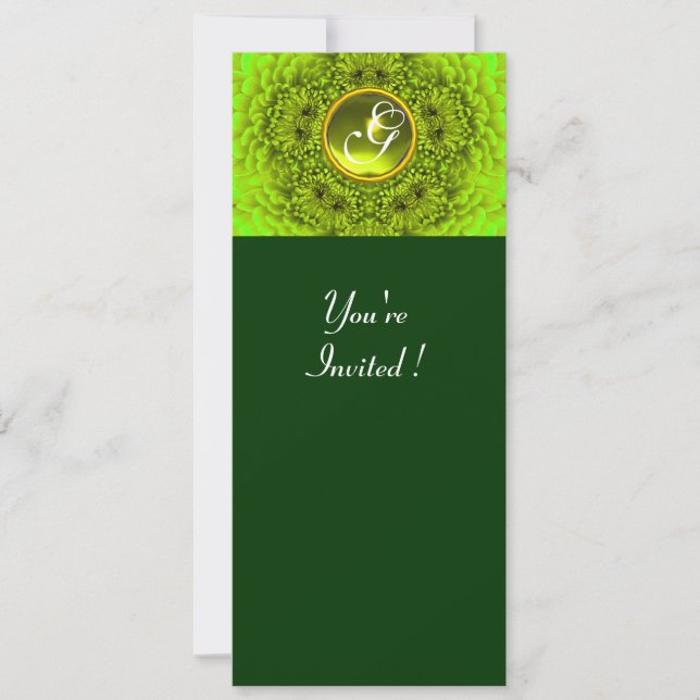 Invitation DAHLIA VERT, TOPAZE, vert brillant noir jaune (Devant)