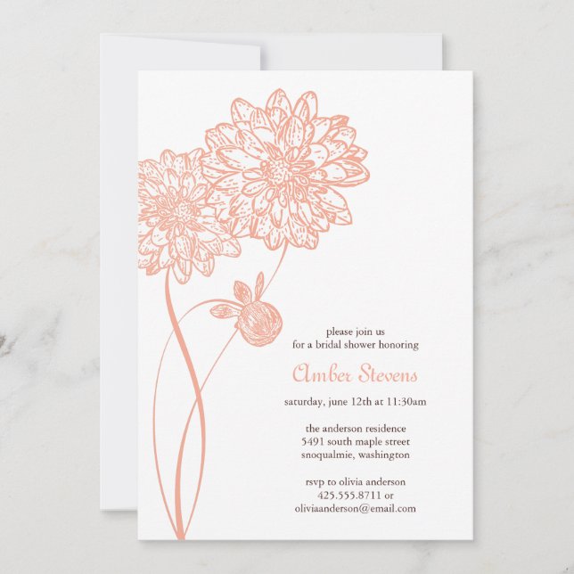 Invitation Dahlias Shower/Fête d'été (Devant)