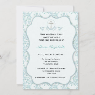 Invitation Dainty Blue Floral Religieux