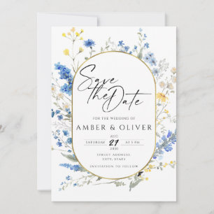 Invitation Dainty Blue Flowers Wild Floral Boho Enregistrer L