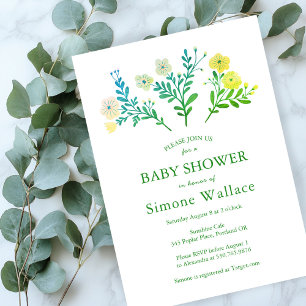 Invitation Dainty Florals Élégant BABY SHOWER CHic PERSONNALI