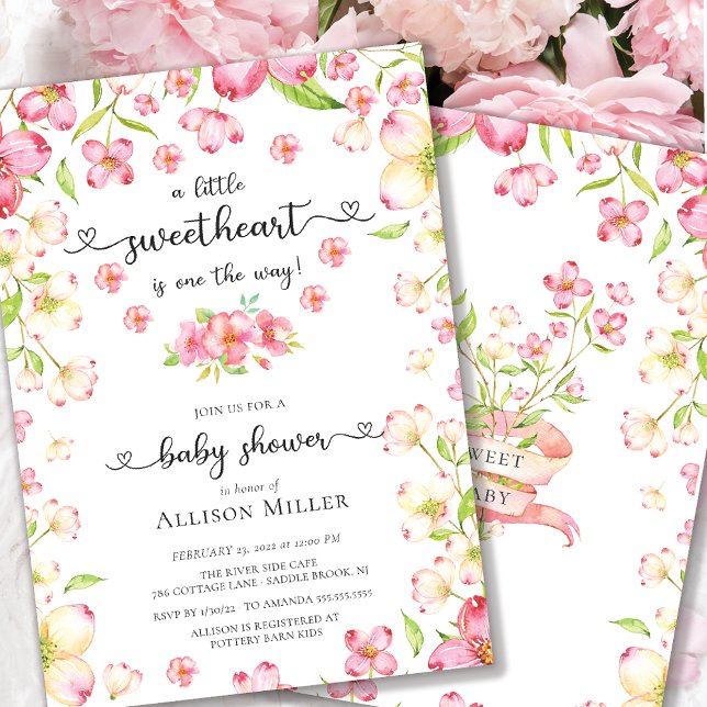 Invitation Dainty rose Floral Baby shower amoureux (Créateur téléchargé)