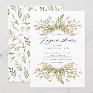 Invitation Dainty Rose Floral Verdure nuptiale Lingerie douch