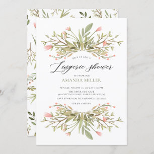 Invitation Dainty Rose Floral Vert Bridal Lingerie Douche