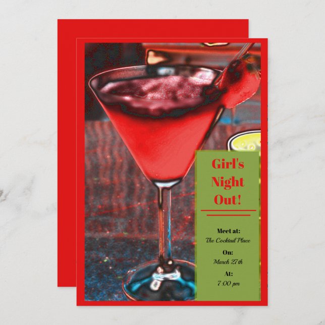 Invitation Daiquiri à la Fraise (Devant / Derrière)