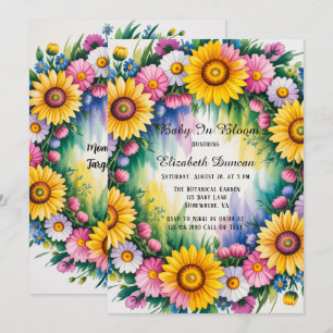 Invitation Daisies et Baby shower Fleur sauvage fille