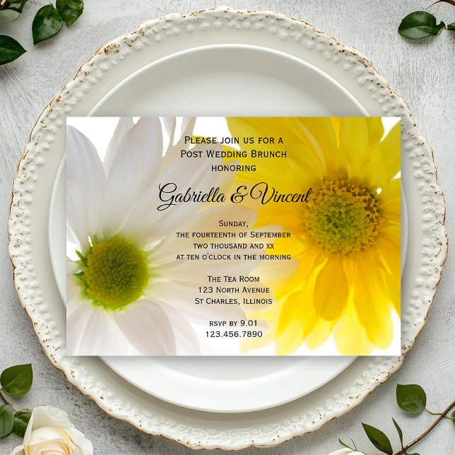 Invitation Daisies Jaunes et Blancs Brunch de lendemain de ma (Créateur téléchargé)