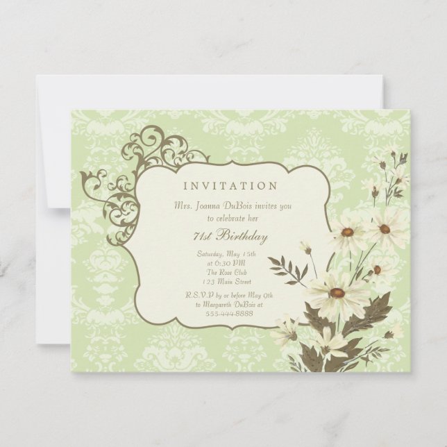 Invitation Daisies Vintages 70e-79e Fête d'anniversaire (Devant)