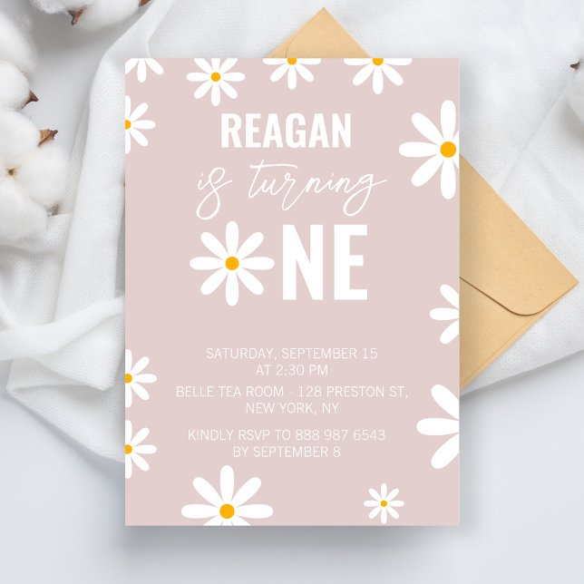 Invitation Daisy 1er Anniversaire Fête Premier anniversaire F (Créateur téléchargé)
